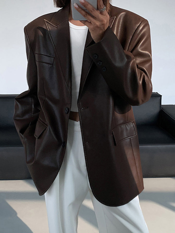 Reverskragen-Blazer aus Leder
