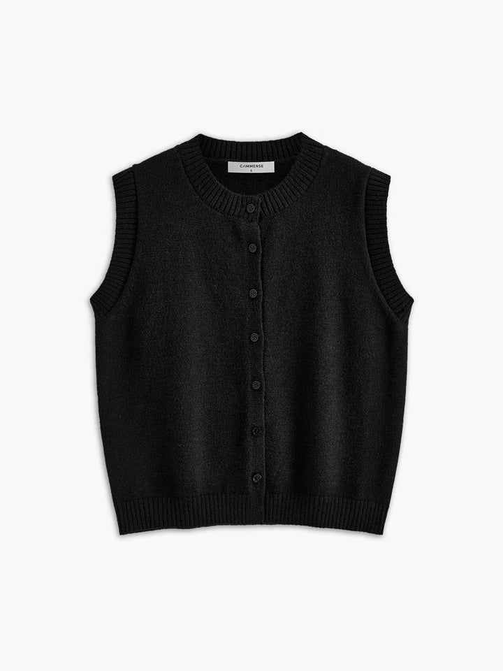 Legerer Pullover-Weste mit Knopfleiste