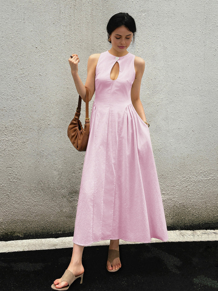 Baumwoll-Leinen-Wickelkleid mit schlitz