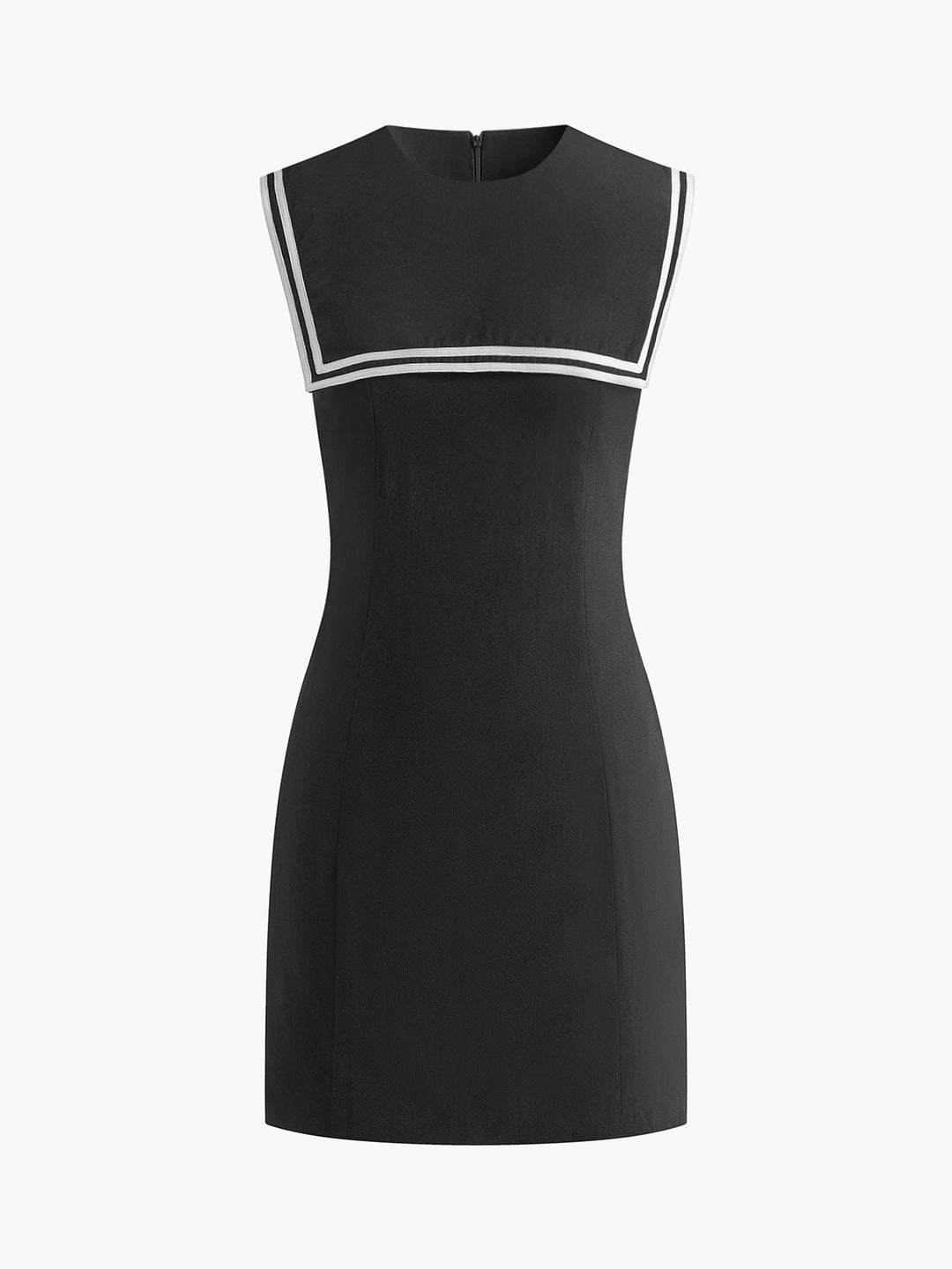 Kurzes Kleid mit Kontrastbesatz aus Baumwolle und Leinen