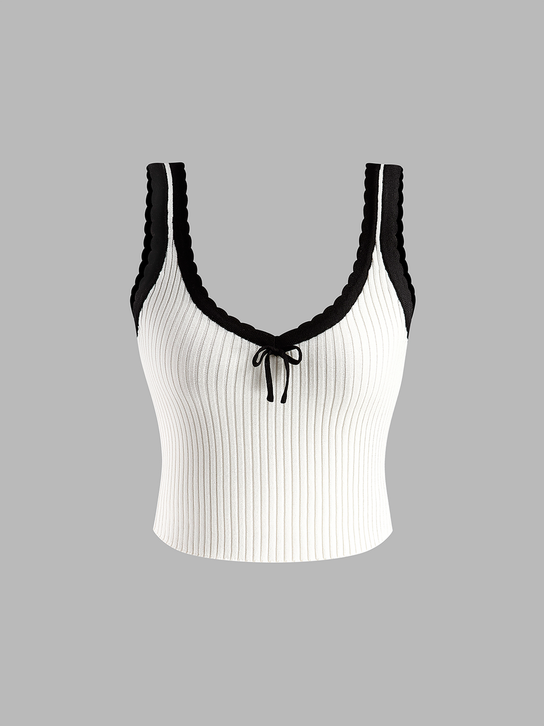 Pullover-Weste mit Kontrastbesatz und Schleife