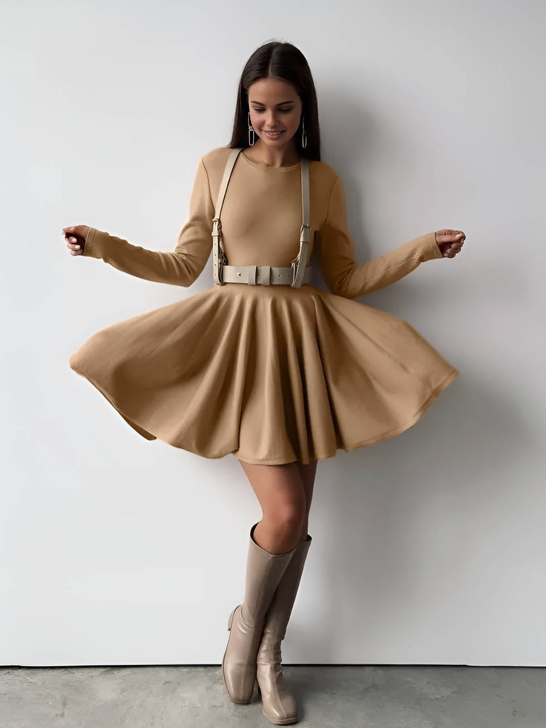 Schlichter Pullover-Strickkleid Kurz