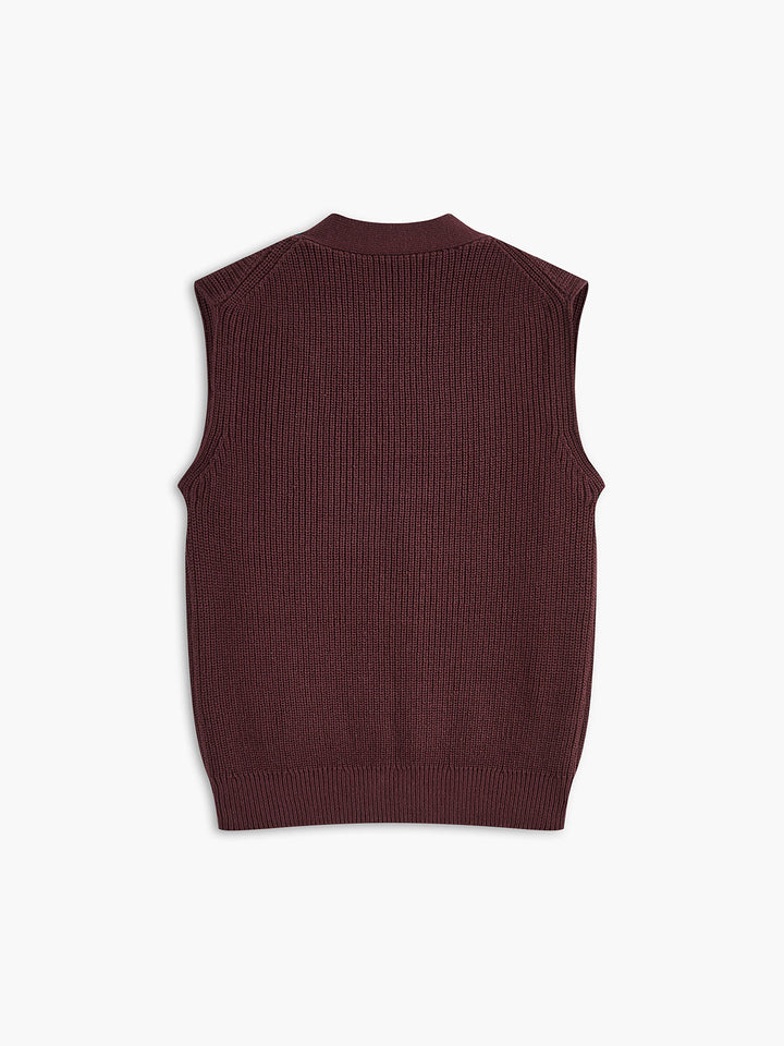 Gekämmte Baumwollmischung Gerippter Pullover-Weste