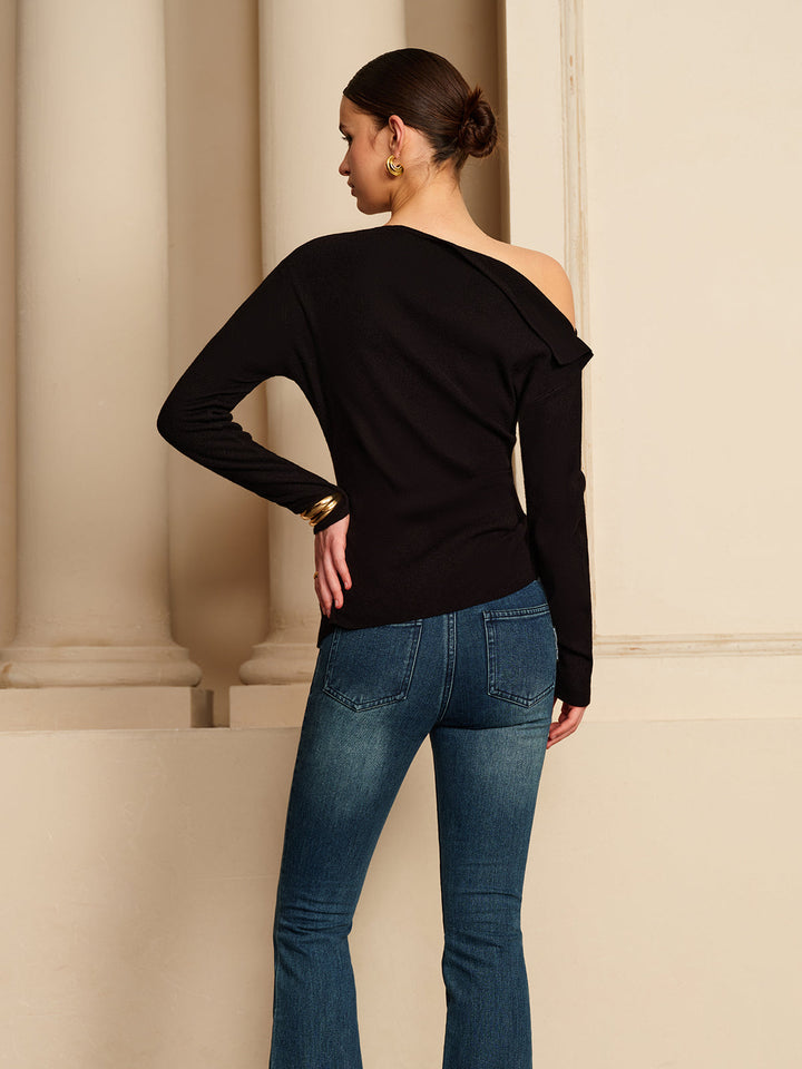 Asymmetrisches T-Shirt aus Stretch-Jersey mit Falten
