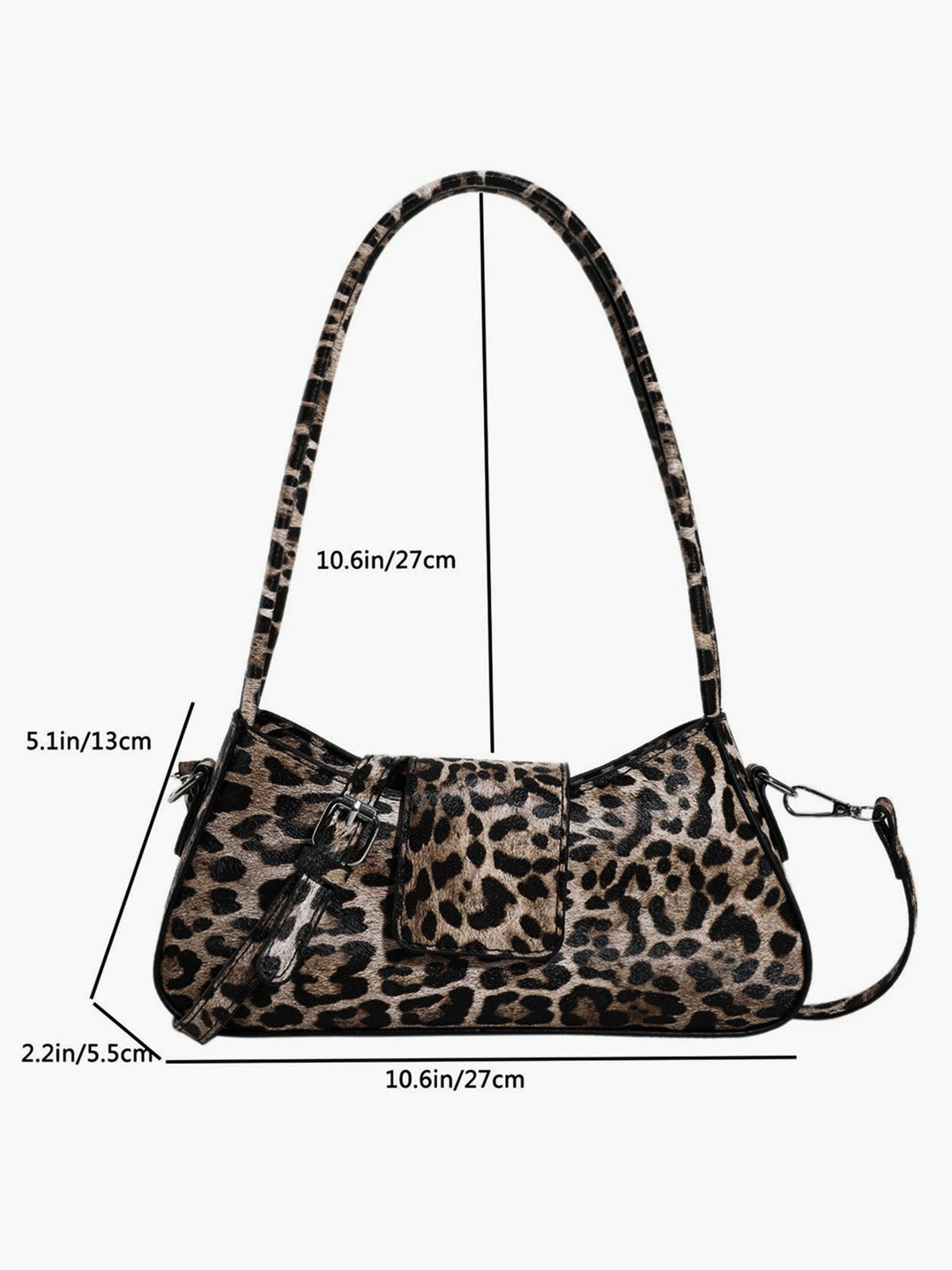Leopardenmuster Schnallenklappen-Tasche unter dem Arm