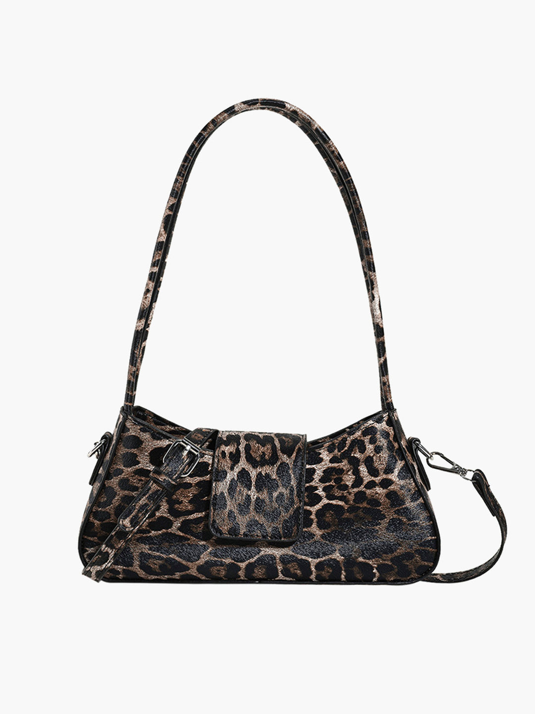 Leopardenmuster Schnallenklappen-Tasche unter dem Arm