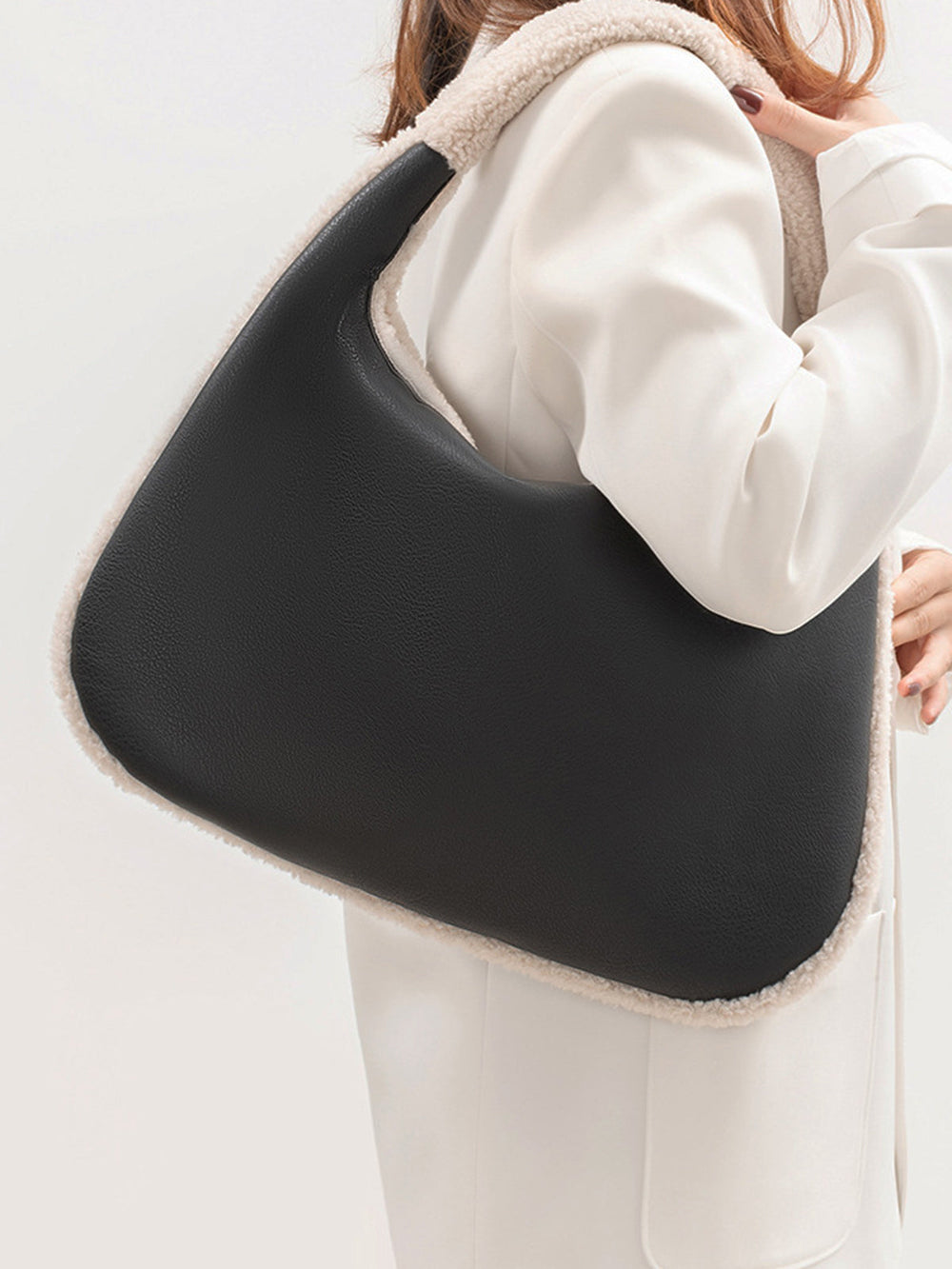 Zwei-Farben-Fleece-Reißverschluss-Achseltasche