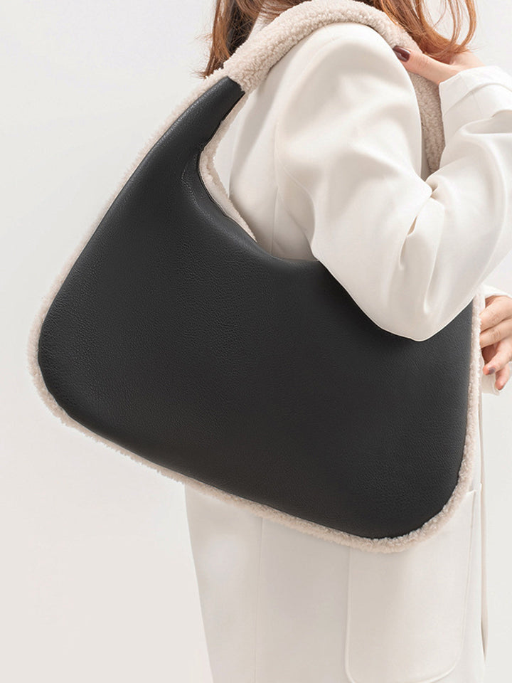 Zwei-Farben-Fleece-Reißverschluss-Achseltasche