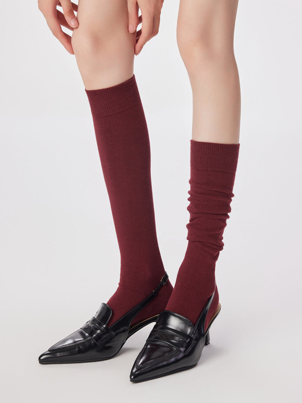Rippstrick-Socken aus weichem Kalbsleder