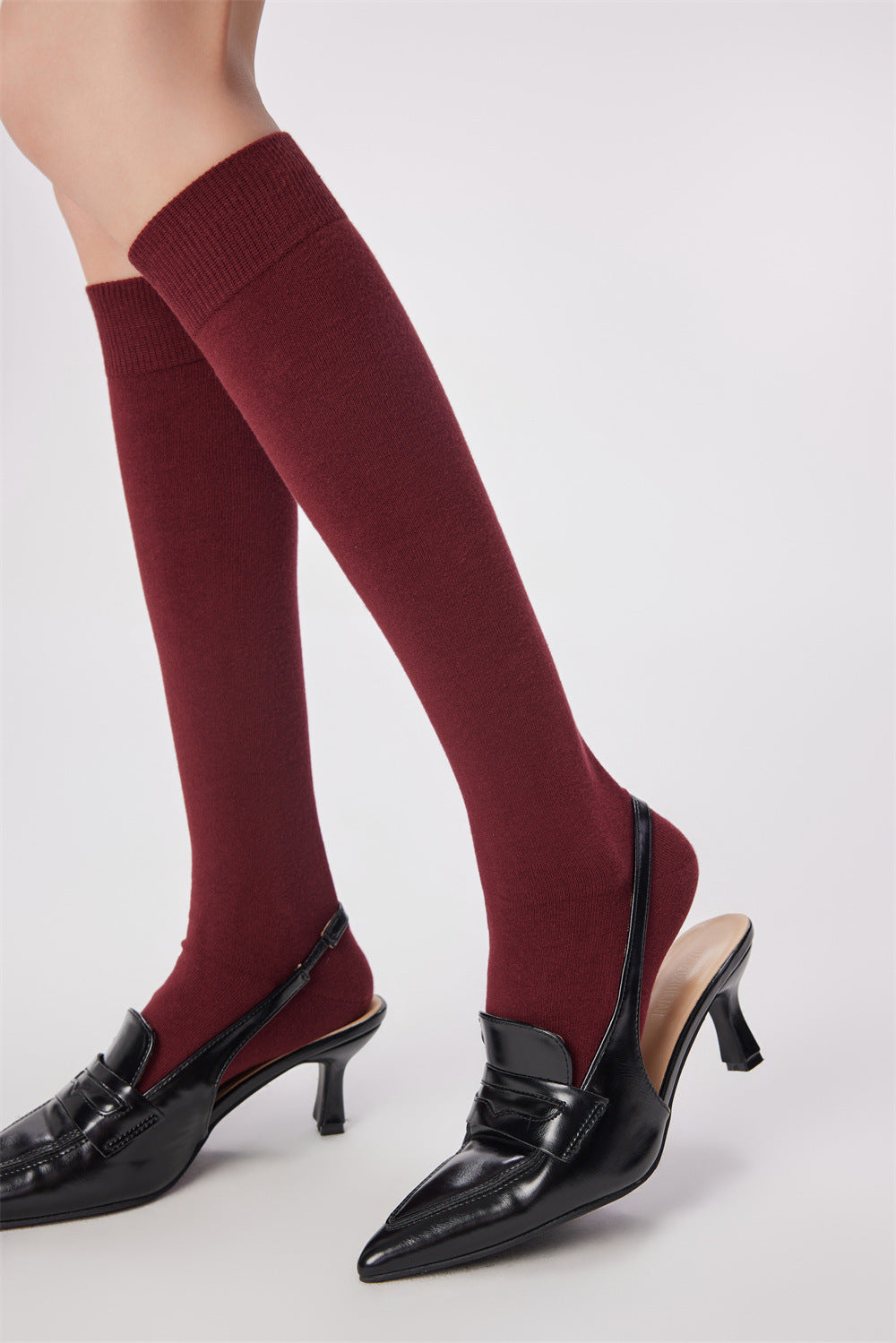 Rippstrick-Socken aus weichem Kalbsleder