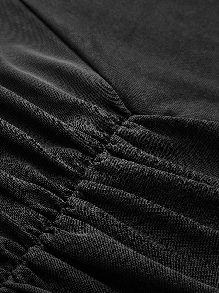 Gefaltetes Netz-Schlauchkleid mit Schal