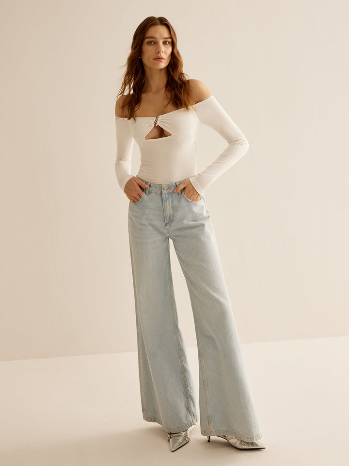 T-Shirt mit Cold-Shoulder-Ausschnitt und N-Ring-Cutout