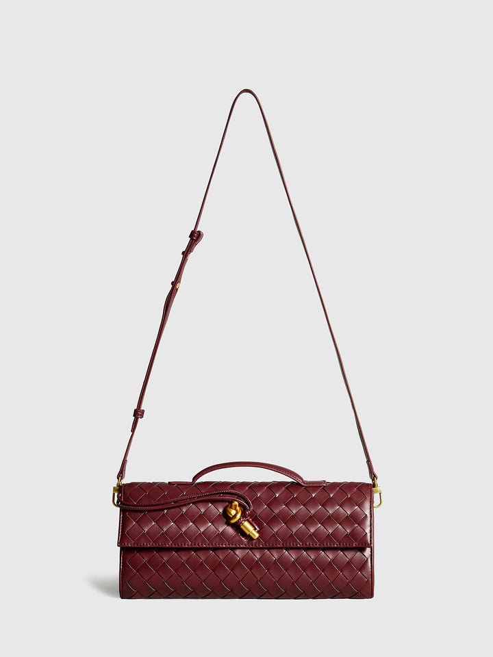 Zwei-Wege-Clutch-Tasche mit gewebter Klappe zum Umhängen