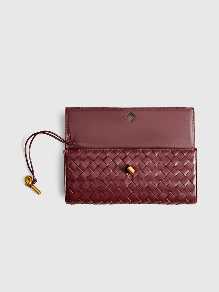 Zwei-Wege-Clutch-Tasche mit gewebter Klappe zum Umhängen