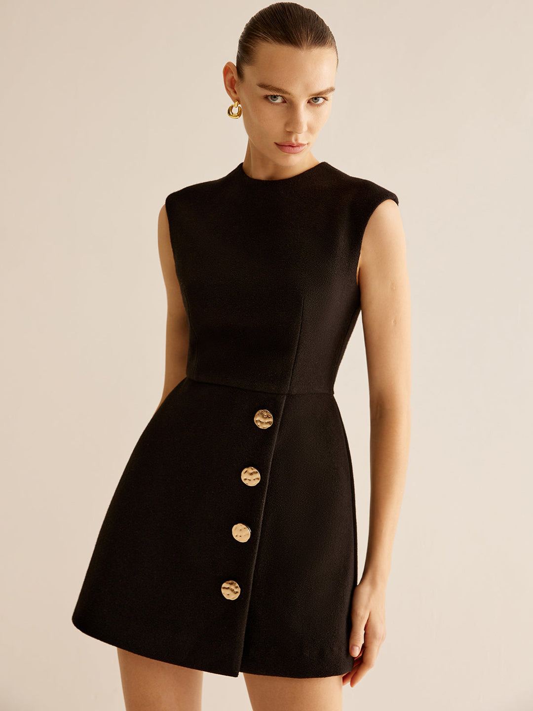 Metall-Dekor-Kleid mit Reißverschluss