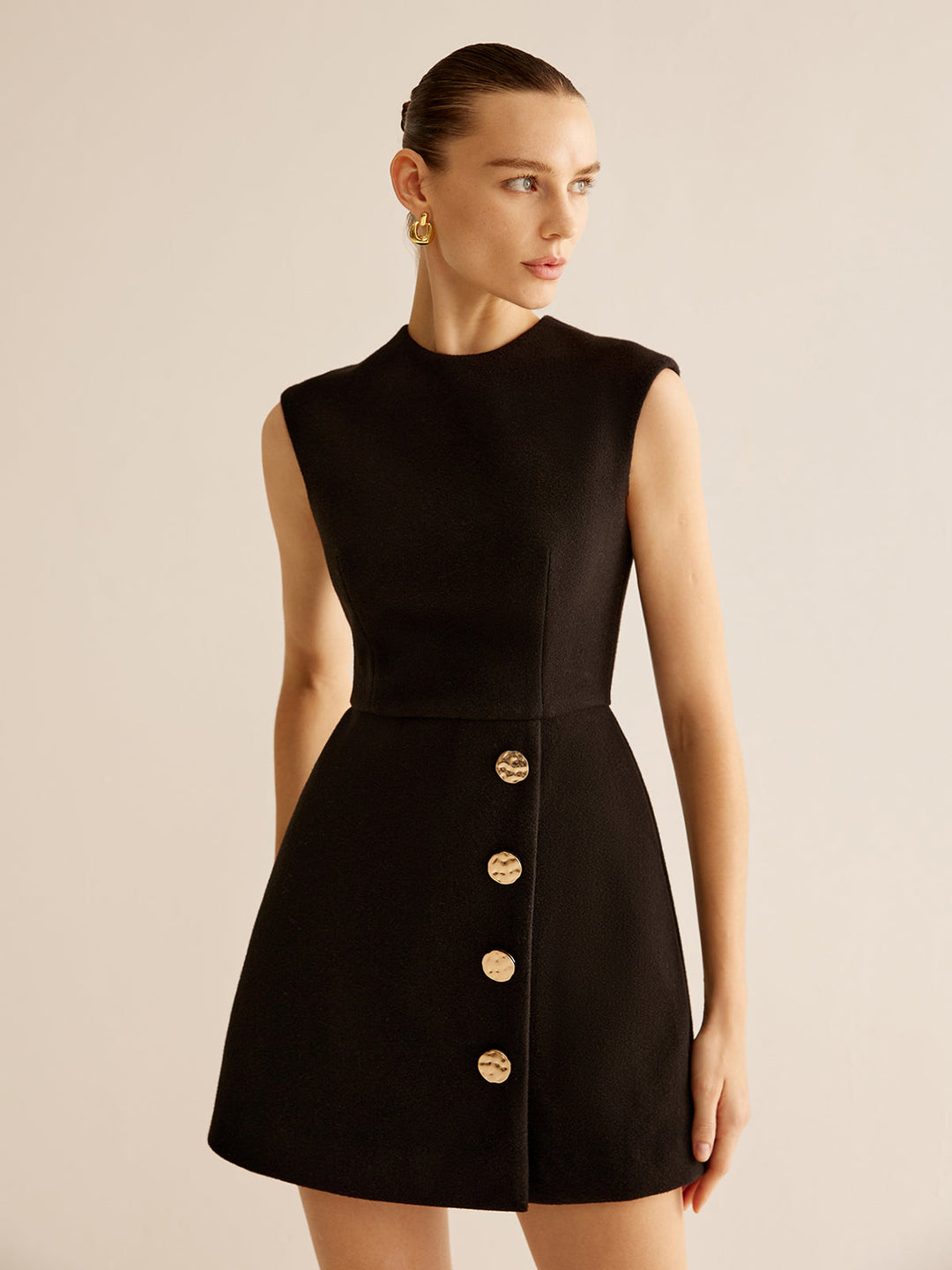 Metall-Dekor-Kleid mit Reißverschluss