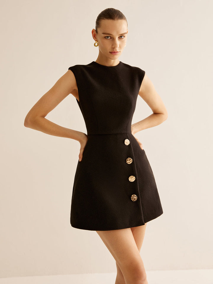 Metall-Dekor-Kleid mit Reißverschluss