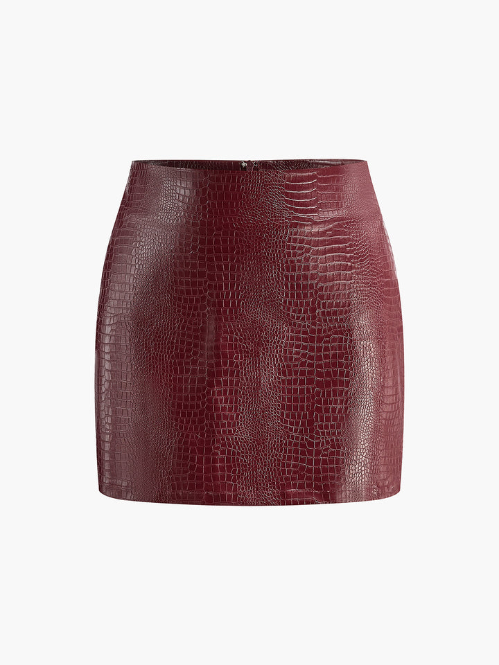 Faux Leder Texturierte Minirock