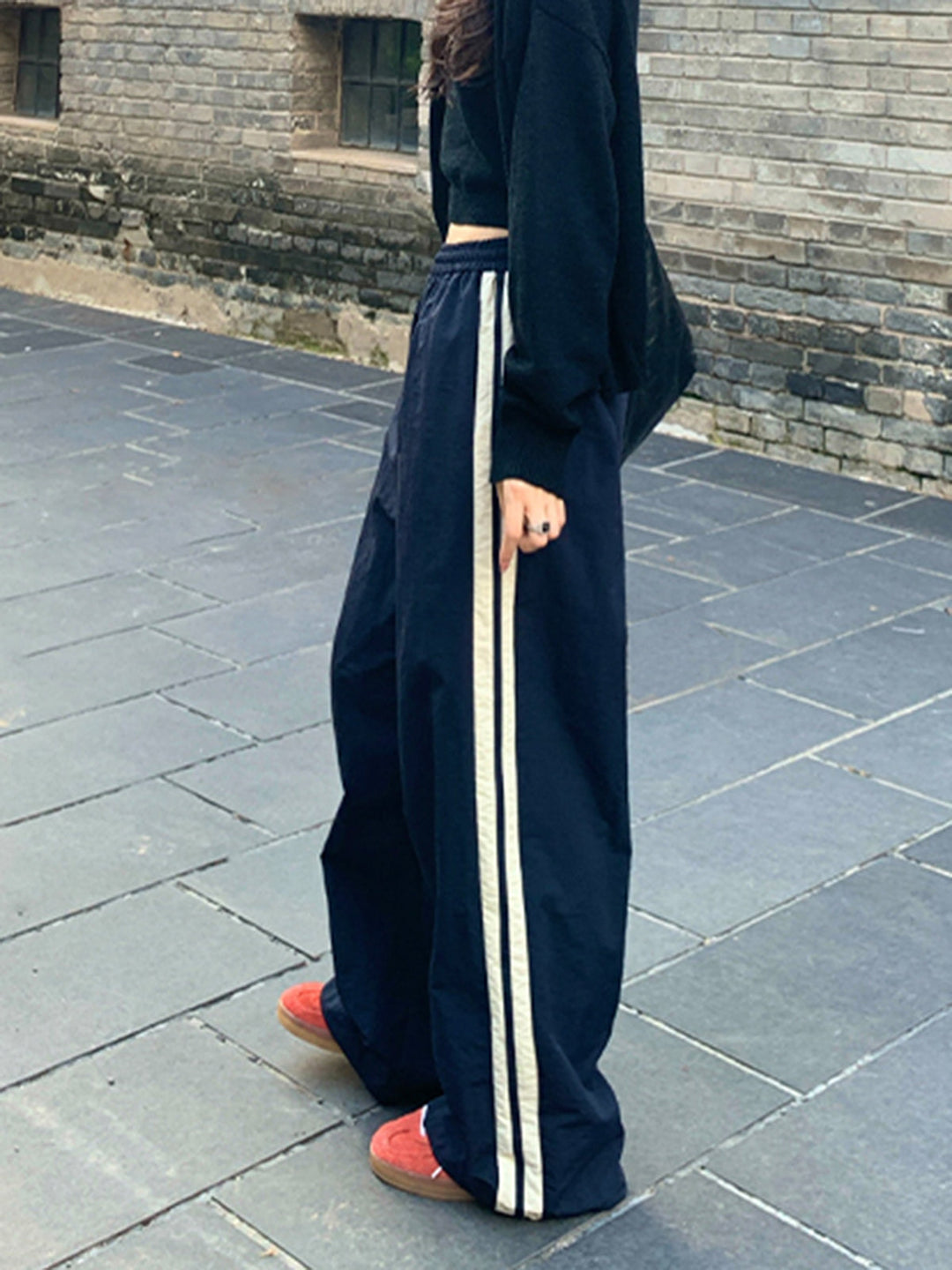 Kontrast-Seitenstreifen-Hose mit Kordelzug