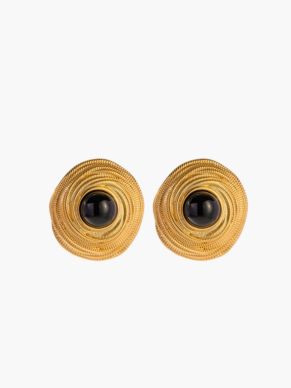 Goldene Schwarze Onyx Hoop Ohrringe