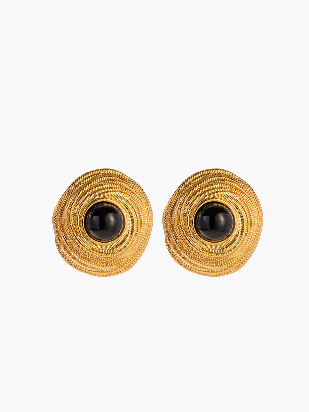 Goldene Schwarze Onyx Hoop Ohrringe