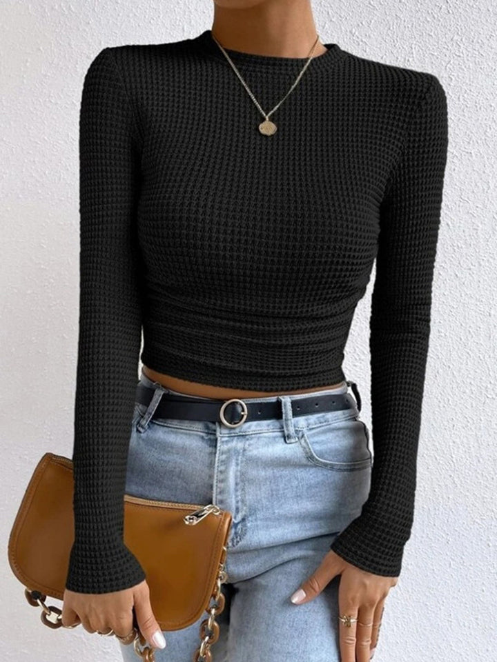 Schlichter Waffel-Pullover mit schmaler Passform