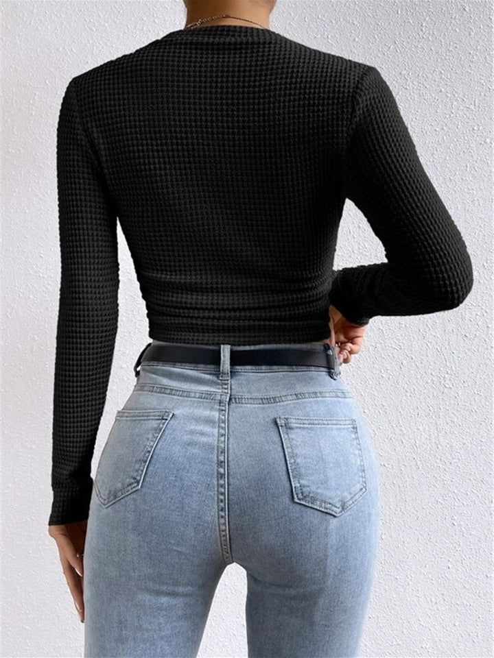 Schlichter Waffel-Pullover mit schmaler Passform