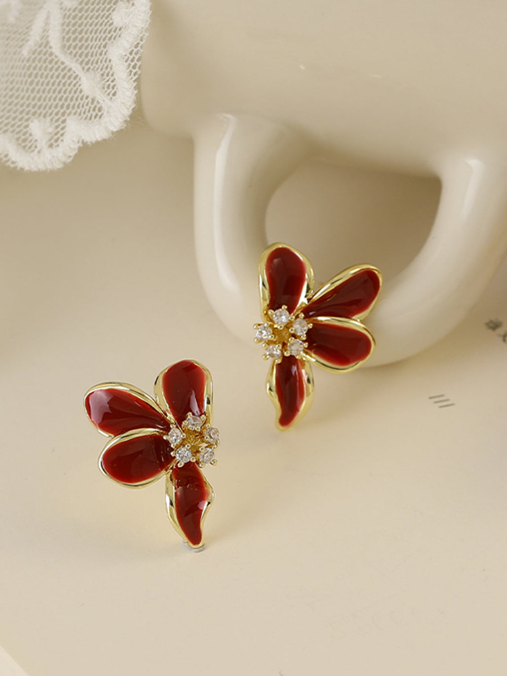 Vintage Strass Blumen Ohrstecker