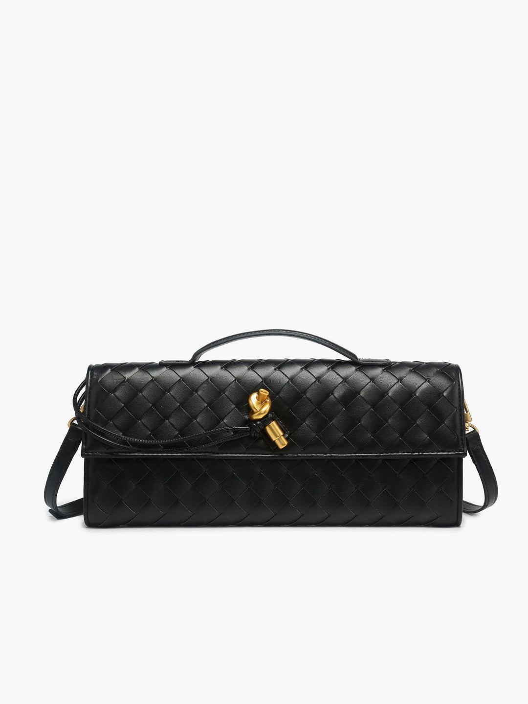 Zwei-Wege-Clutch-Tasche mit gewebter Klappe zum Umhängen