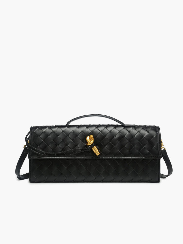 Zwei-Wege-Clutch-Tasche mit gewebter Klappe zum Umhängen