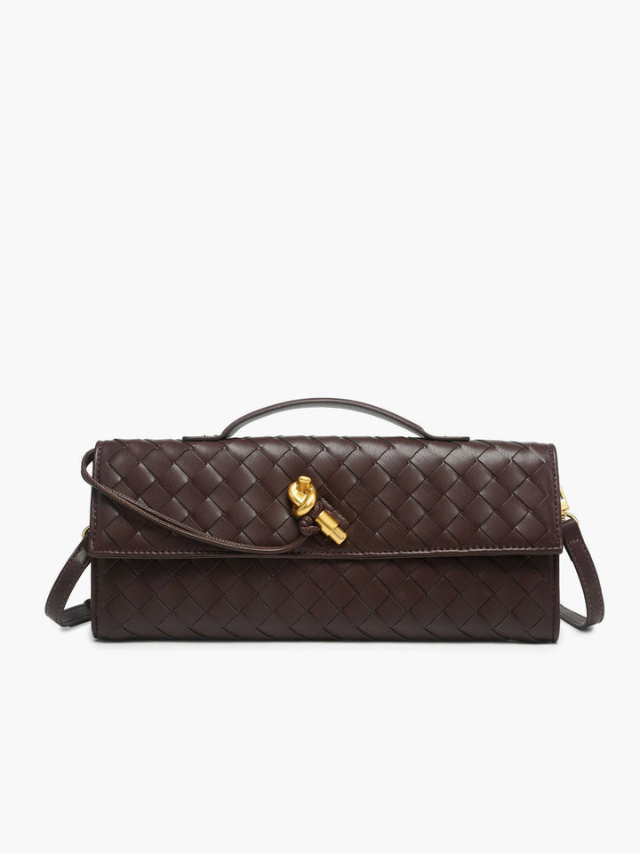 Zwei-Wege-Clutch-Tasche mit gewebter Klappe zum Umhängen