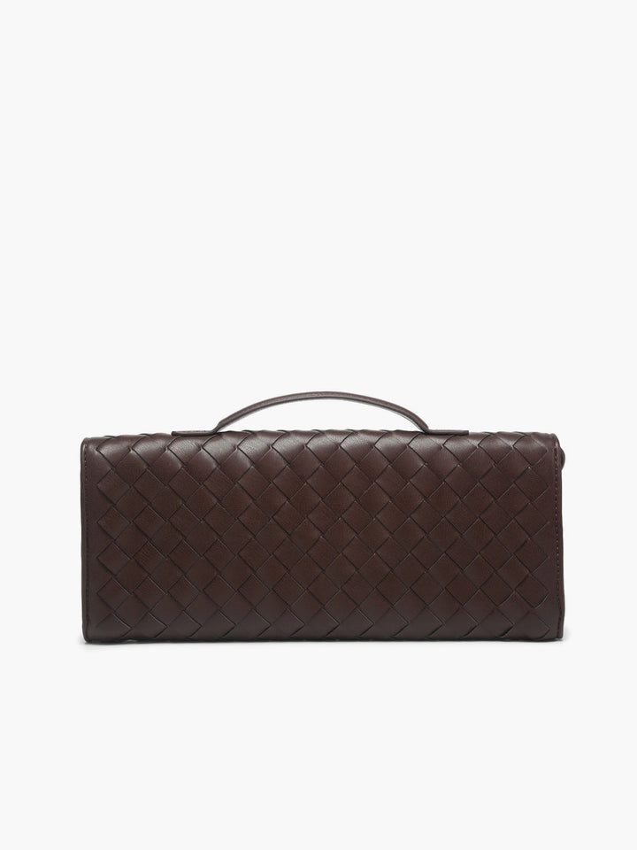 Zwei-Wege-Clutch-Tasche mit gewebter Klappe zum Umhängen