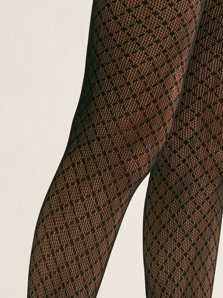 Geometrische Mikronetz-Strumpfhose