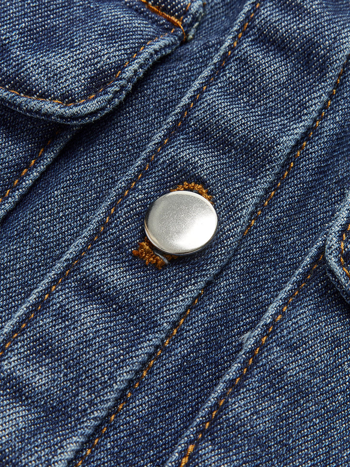 Denim Weste mit Klappkragen und Taschen