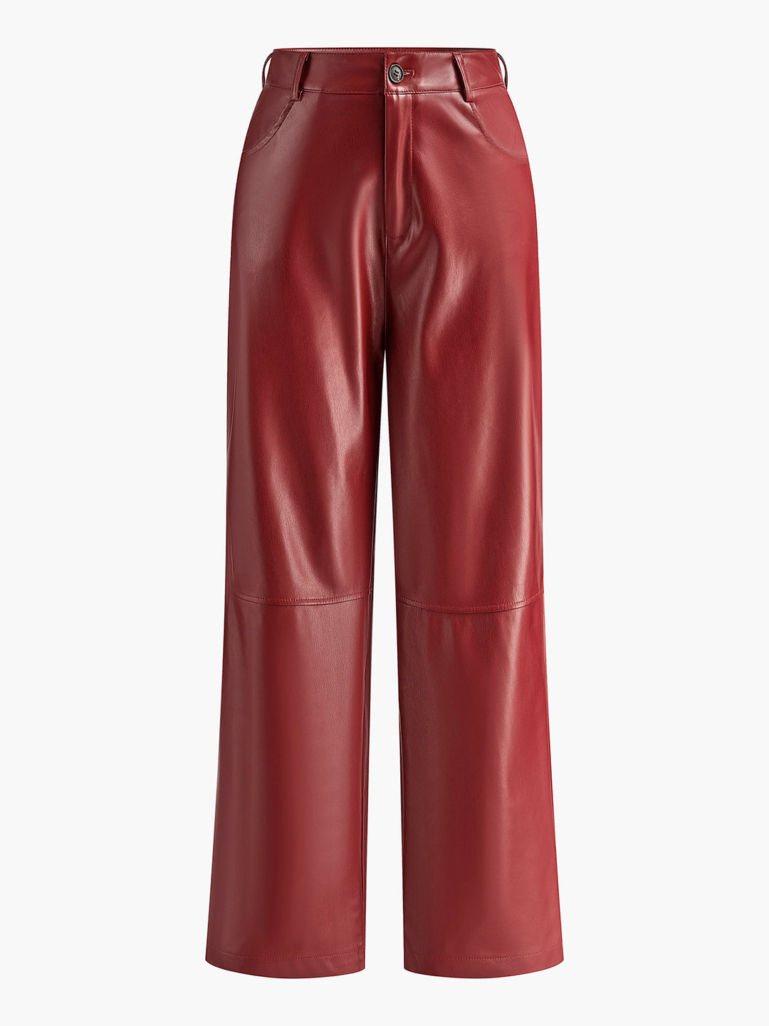High-Waist Button PU Lederhose