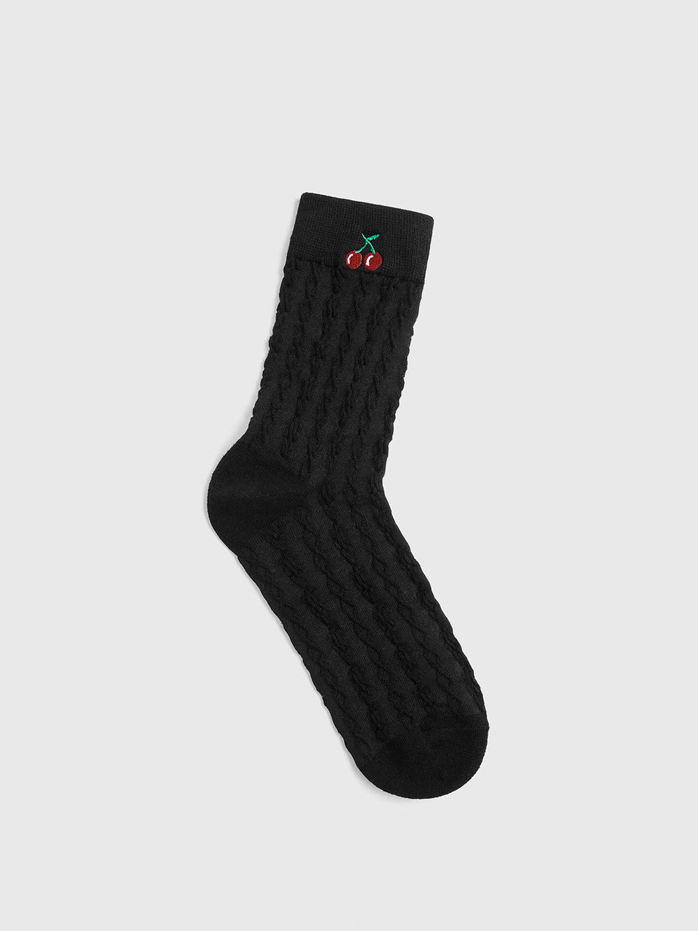 Kirschbestickte warme Pile-Socken mit Twist