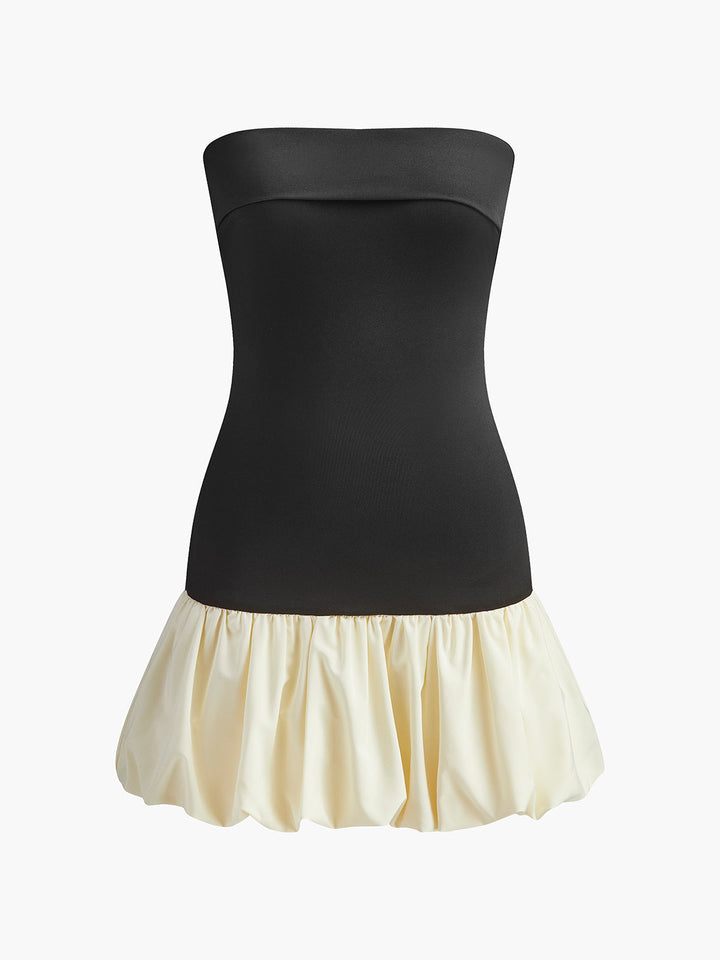 Zweifarbige Röhrenkleid mit Strickbund