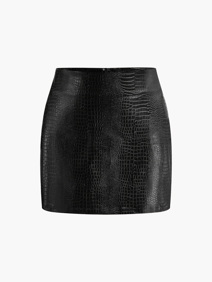 Faux Leder Texturierte Minirock