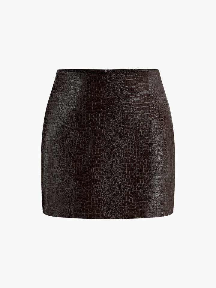 Faux Leder Texturierte Minirock