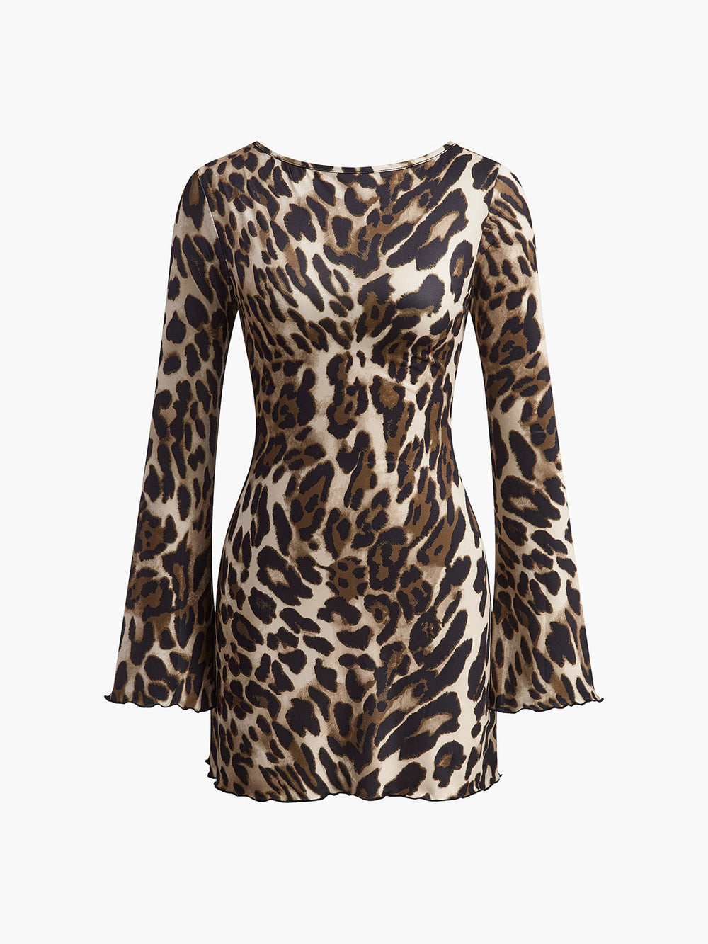Leoparden-Print Kleid mit offenem Rücken und Bindung