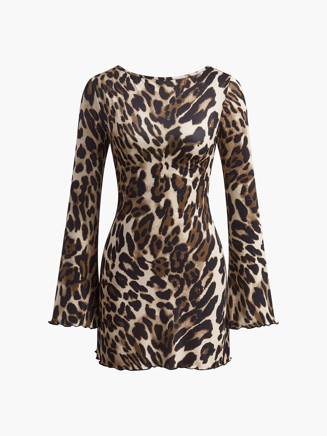 Leoparden-Print Kleid mit offenem Rücken und Bindung