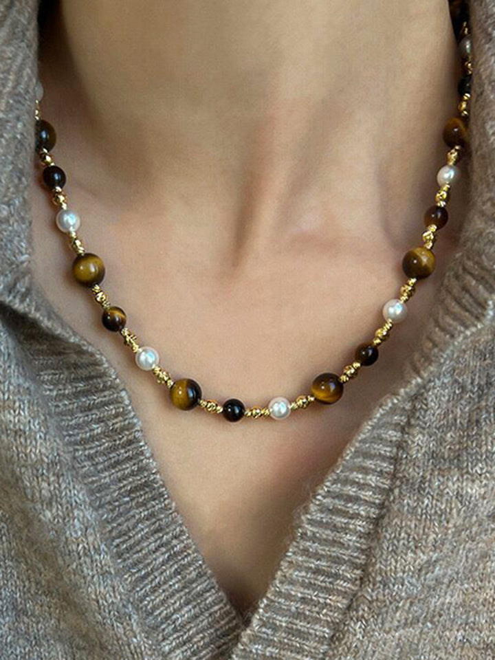 Tigerauge-Stein-Choker-Kette