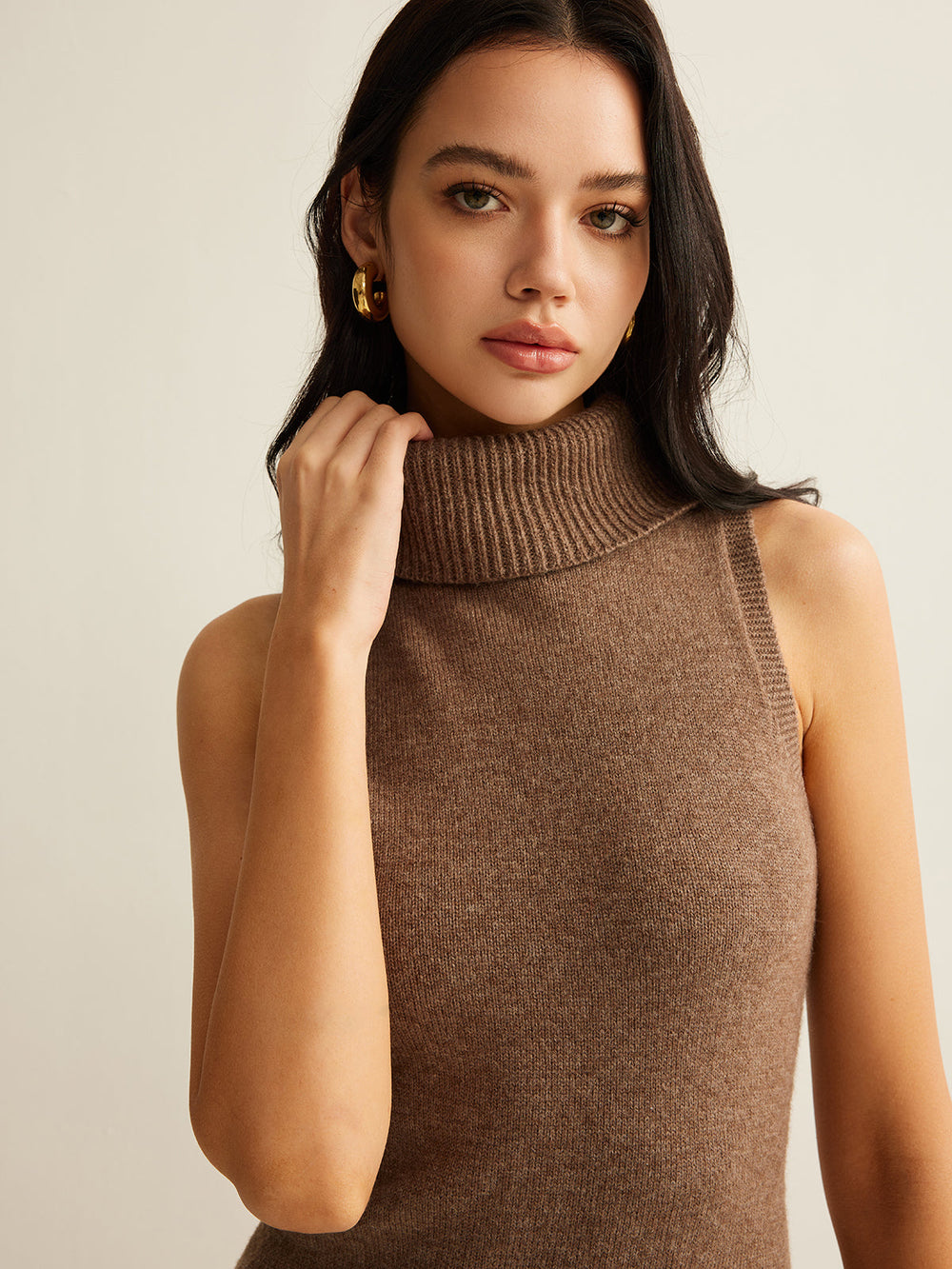 Wollmischung Rollkragenpullover Kleid Ohne Gürtel