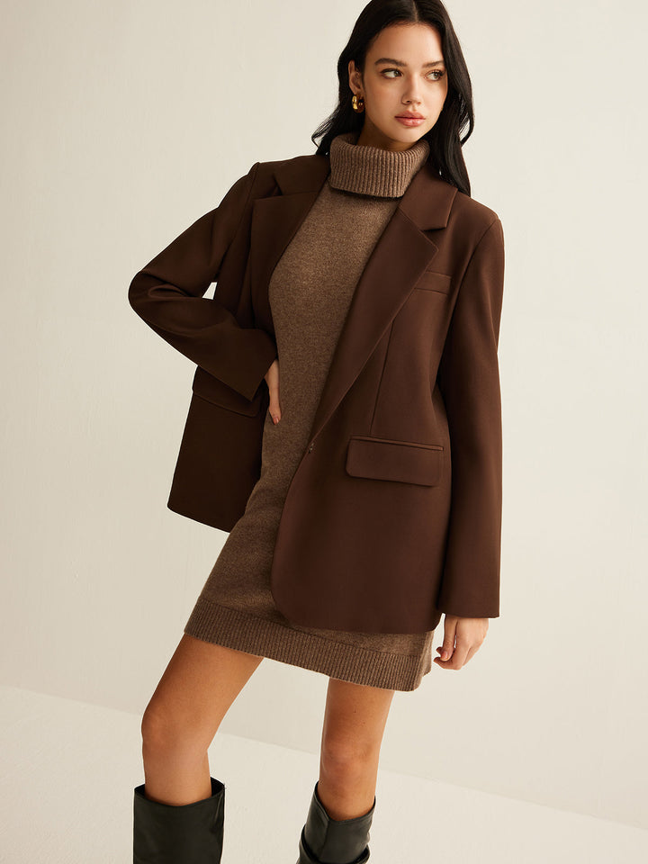Wollmischung Rollkragenpullover Kleid Ohne Gürtel