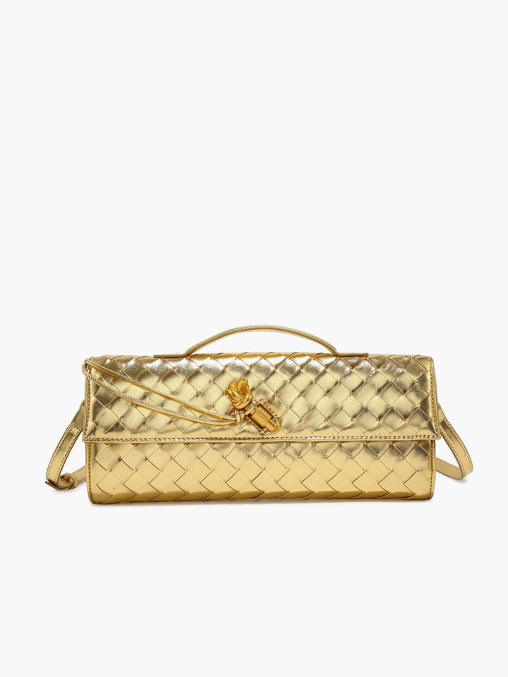 Zwei-Wege-Clutch-Tasche mit gewebter Klappe zum Umhängen