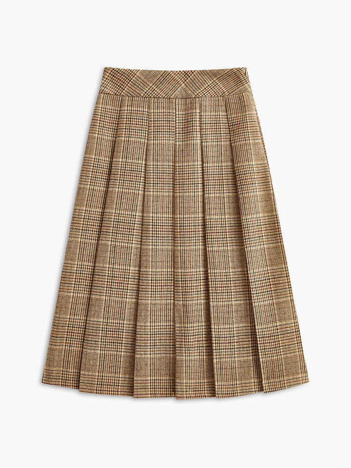 Tweed Faltenrock mit Reißverschluss