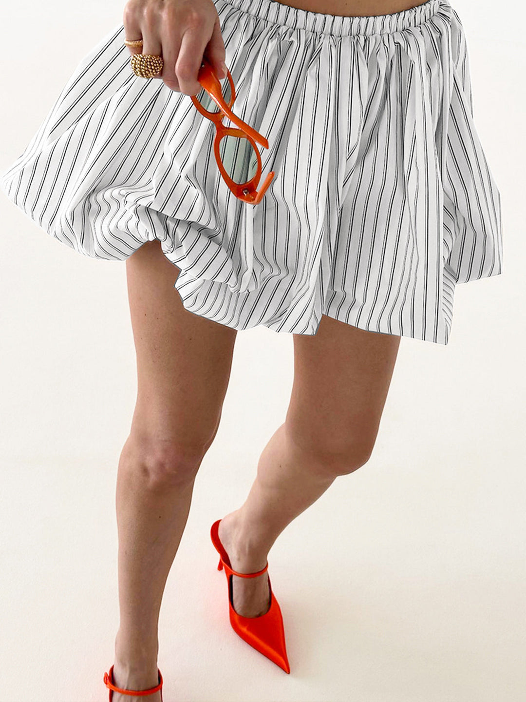 Pinstripe Elastischer Bund Ballonrock