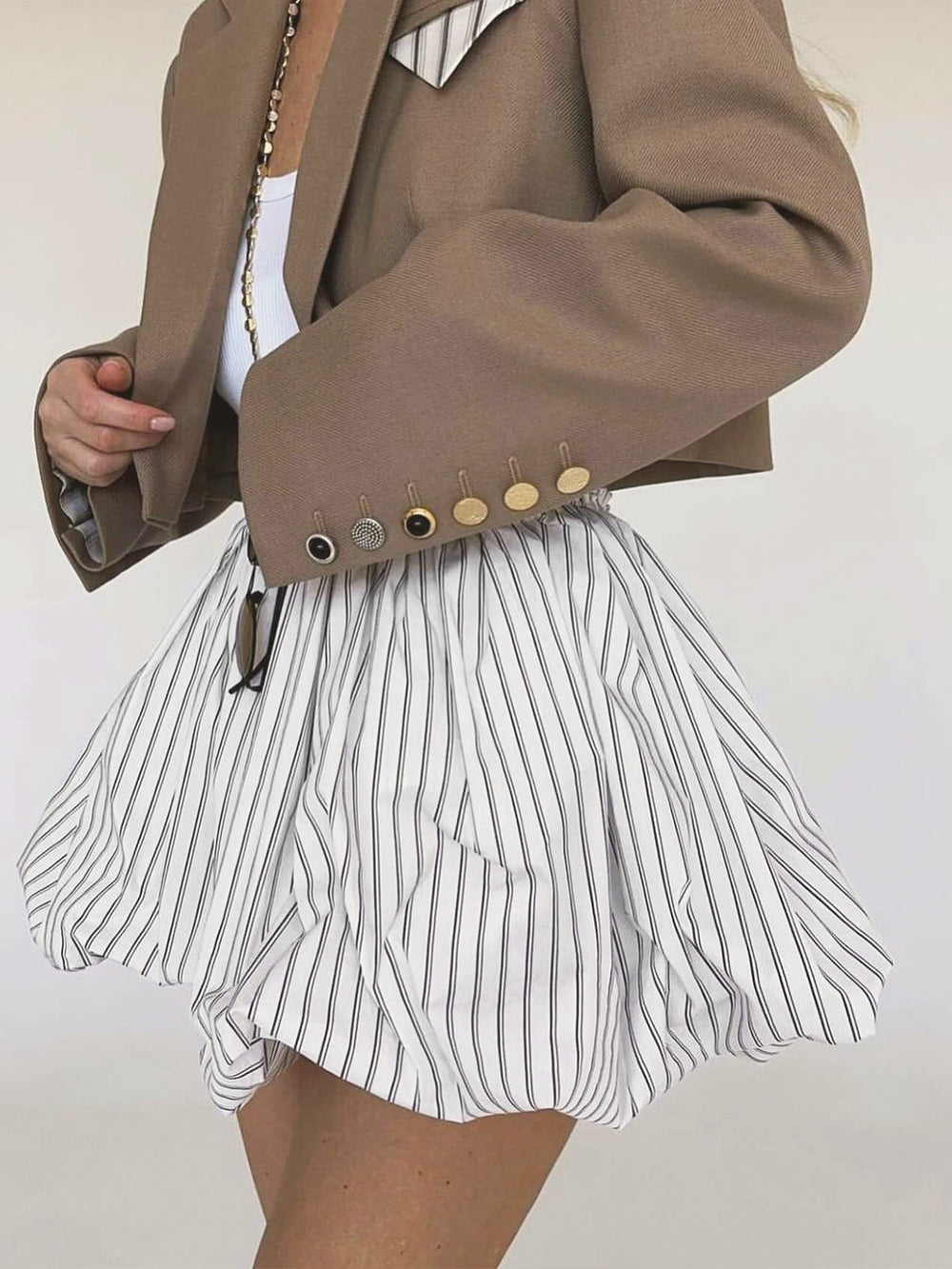 Pinstripe Elastischer Bund Ballonrock