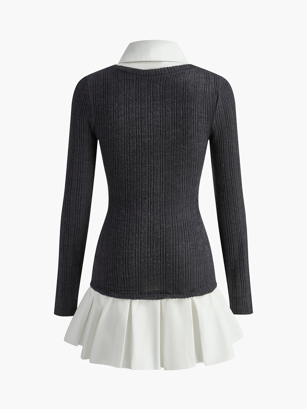 Color Block Panel Lapel Strickkleid