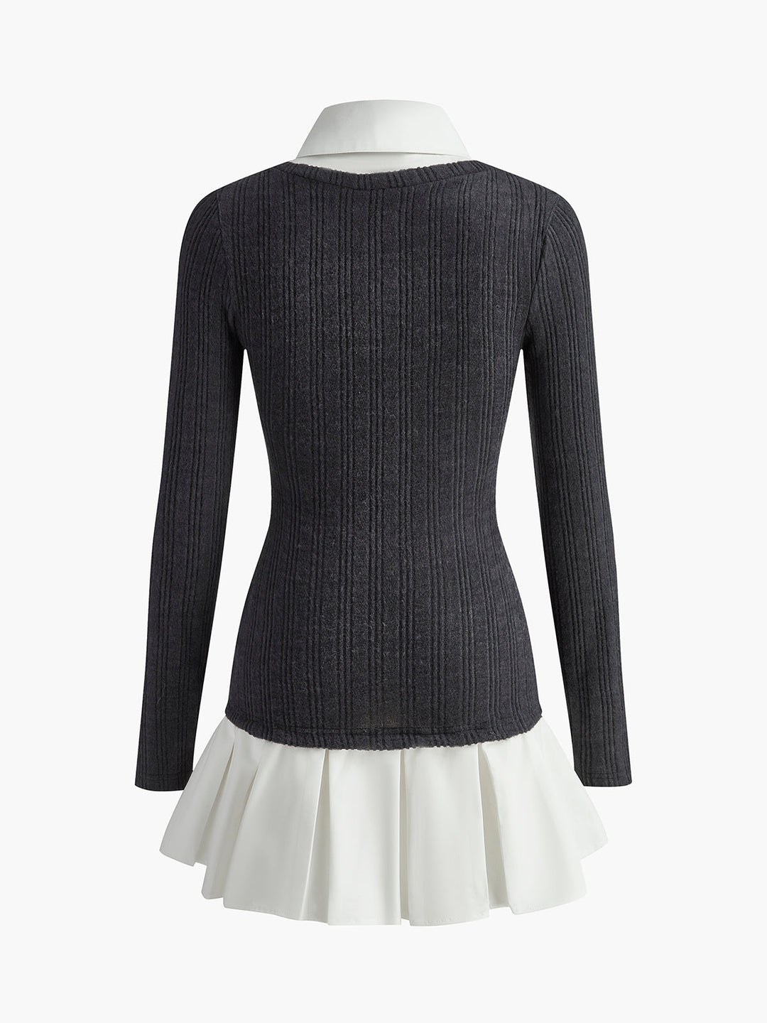 Color Block Panel Lapel Strickkleid